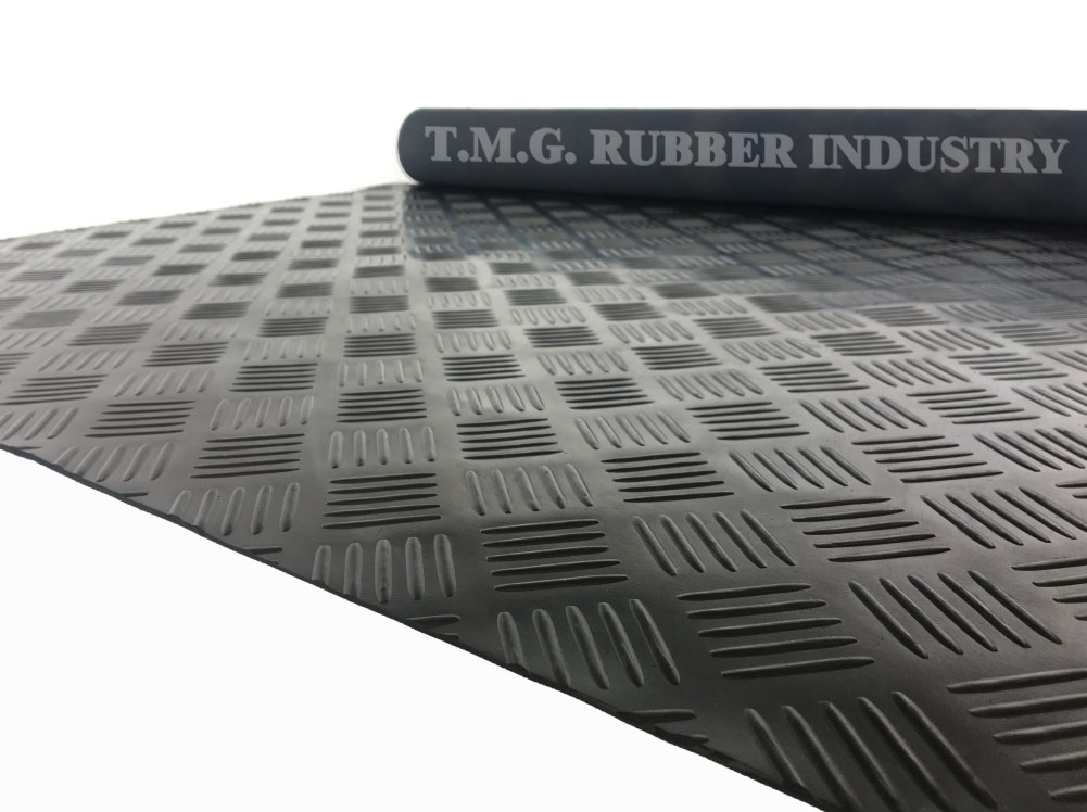 แผ่นยางฉนวนไฟฟ้า (แผ่นยางลายเช็คเกอร์) 3 มม. หน้ากว้าง 1 เมตร